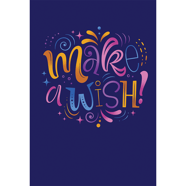 Colorful Make A Wish birthday card confetti from Pictura, featuring vibrant paper confetti pieces on an everyday card.